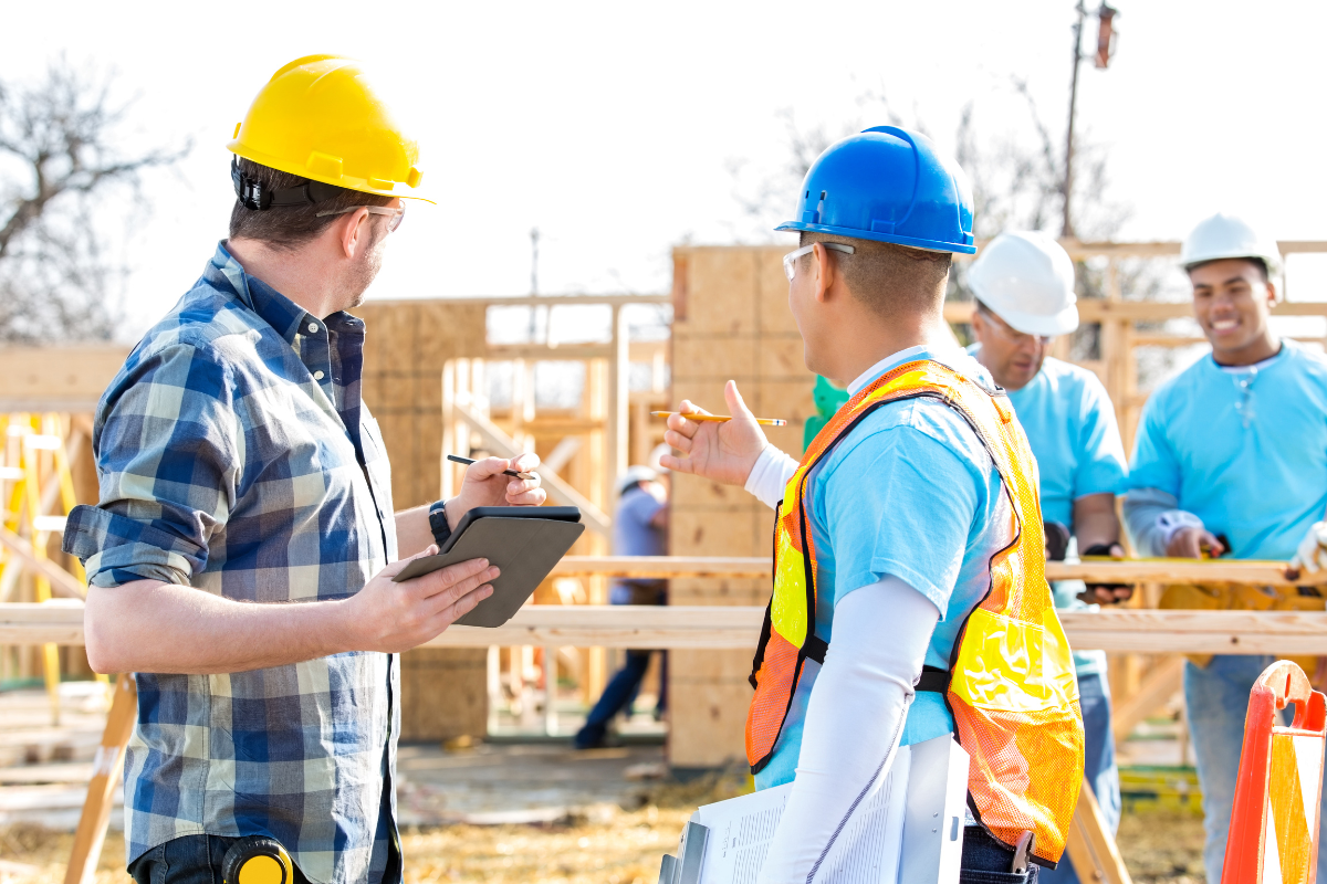 Maintenance workers in construction site